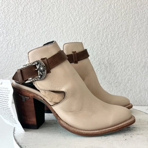 New Lane HIGH NOON Womens Cowboy Booties Sz 7 Putty Western Cowgirl Short Boots - Picture 2 of 11